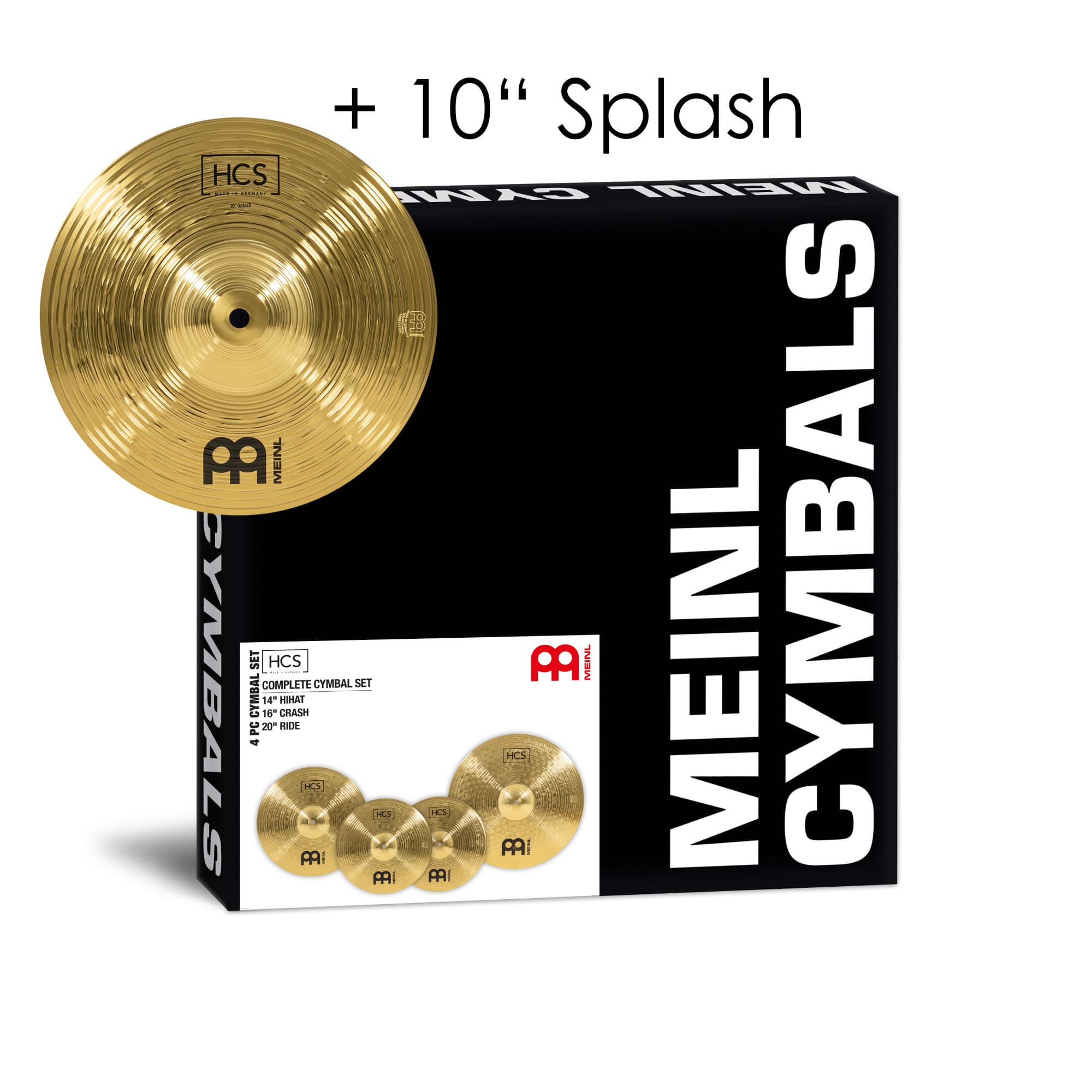 Meinl Cymbals HCS Complete Pack - 14" Hihat/16" Crash/20" Ride + 10" Splash for FREE